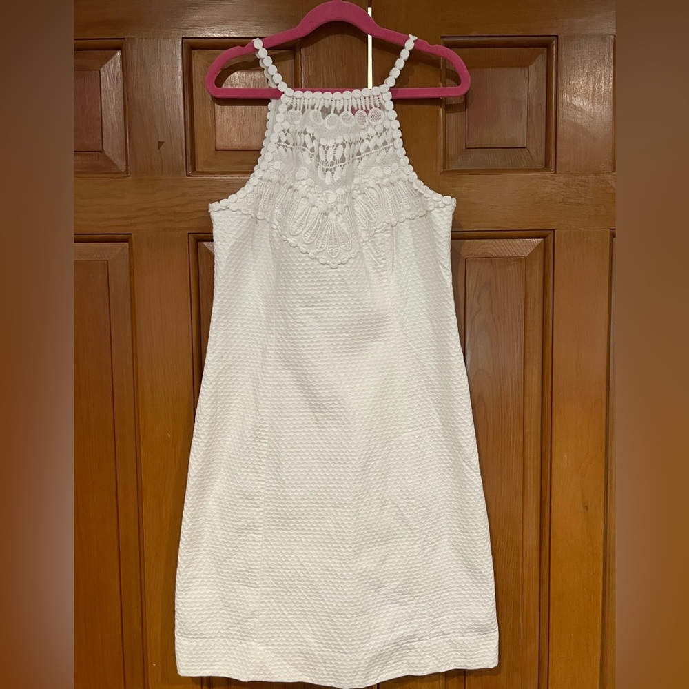 EUC Lilly Pulitzer Pearl Lace Shift Dress in White sz 0 - 100% Cotton